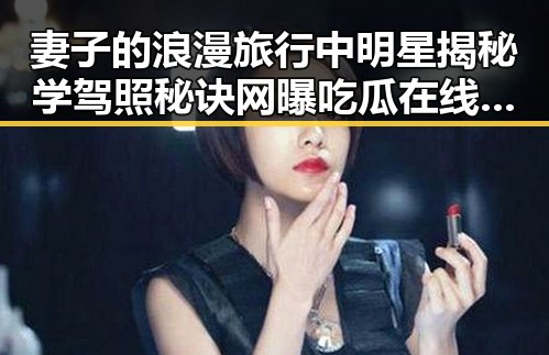 妻子的浪漫旅行中明星揭秘学驾照秘诀网曝吃瓜在线观看的背后故事